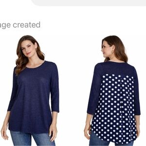 Stitch Fix Papermoon Marisol Mixed Media Knit Top Navy blue and white SZ SM top